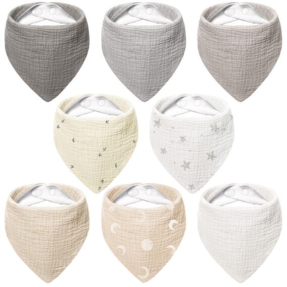 Bearmoss Lätzchen Baby Dreieckstuch Baby Musselin Halstuch Baby für Junge und Mädchen,100% Baumwolle Halstuch Baby Verstellbare 8 Stück (Aprikosenaufdruck)