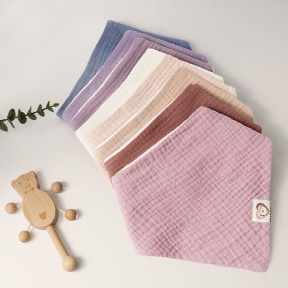 Bearmoss Lätzchen Baby Dreieckstuch Musselin Halstuch Baby für Junge und Mädchen,100% Baumwolle Verstellbare 8 Stück (SommerBeere)