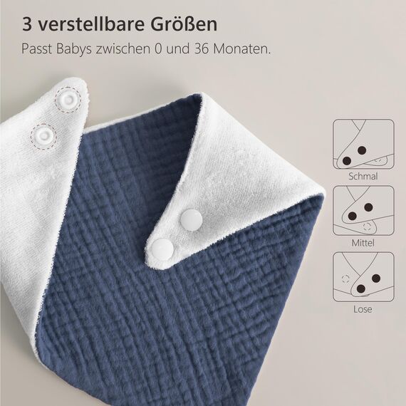 Bearmoss Lätzchen Baby Dreieckstuch Musselin Halstuch Baby für Junge und Mädchen,100% Baumwolle Halstuch Verstellbare 8 Stück(Minze-Eisberg)