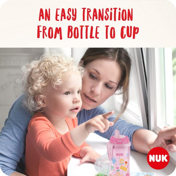 NUK Kiddy Cup Night Trinkbecher für Kleinkinder | 12+ Monate | 300 ml | Auslaufsicheres, verstärktes Mundstück | Leuchtet im Dunkeln | Clip & Schutzkappe | BPA-frei | Blau (Packung mit 2)