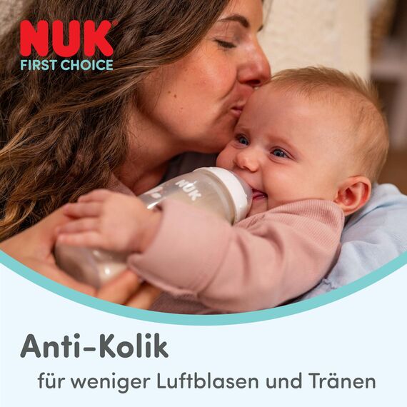 NUK First Choice Babyflaschen | 3+ Monate | 300 ml | Anti-Kolik-Babyflasche | PP | Temperature Control Anzeige | Koala | 3 Stück
