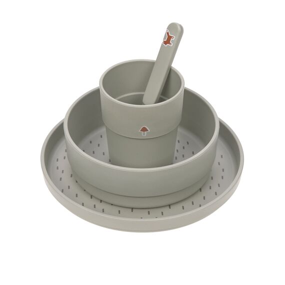 LÄSSIG Kindergeschirr Set (Teller, Becher, Schälchen, Löffel) ohne , BPA-frei, für Spülmaschine und Mikrowelle/Dish Set Little Forest Fox