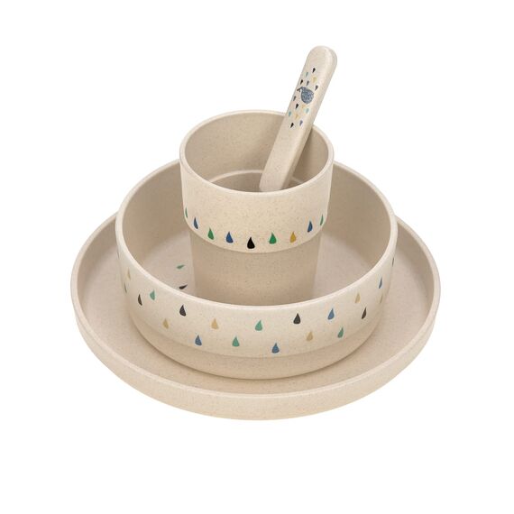LÄSSIG Kindergeschirr Set (Teller, Becher, Schälchen, Löffel) ohne , BPA-frei, für Spülmaschine und Mikrowelle/Dish Set Little Water Whale