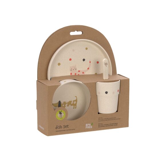 LÄSSIG Kindergeschirr Set (Teller, Becher, Schälchen, Löffel) ohne , BPA-frei, für Spülmaschine und Mikrowelle/ Dish Set Little Mateys spicy orange