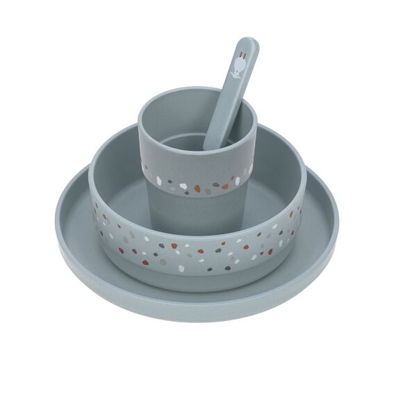 LÄSSIG Kindergeschirr Set (Teller, Becher, Schälchen, Löffel) ohne , BPA-frei, für Spülmaschine und Mikrowelle/Dish Set Tiny Farmer Sheep