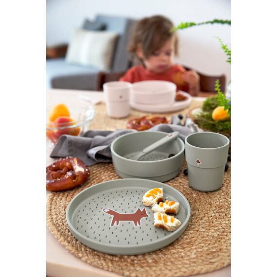 LÄSSIG Kindergeschirr Set (Teller, Becher, Schälchen, Löffel) ohne , BPA-frei, für Spülmaschine und Mikrowelle/Dish Set Little Forest Fox
