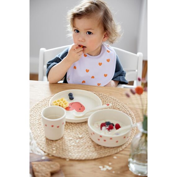 LÄSSIG Kindergeschirr Set (Teller, Becher, Schälchen, Löffel) BPA-frei, für Spülmaschine und Mikrowelle/Dish Set Happy Rascals Smile sky blue
