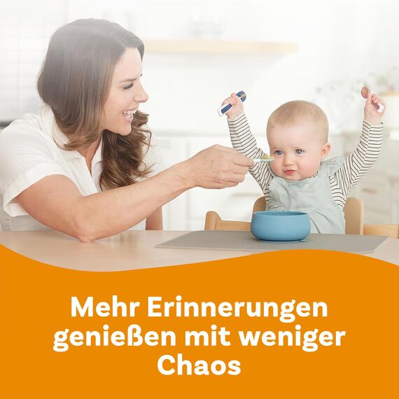 NumNum GOOtensils Babylöffel Set - Stufe 1+2 Esslernlöffel Baby ab 6+ Monaten - Beikost Baby Zubehör BLW - BPA frei Silikon Löffel Selber Essen - 2er (Beige/Mauve)