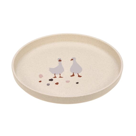 LÄSSIG Kindergeschirr Set (Teller, Becher, Schälchen, Löffel) ohne , BPA-frei, für Spülmaschine und Mikrowelle/Dish Set Tiny Farmer Goose