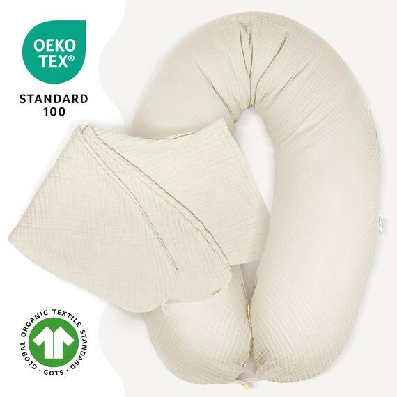 sei Design Stillkissenbezug 100% Baumwolle passend für Stillkissen XXL. Bezug für Schwangerschaftskissen. Seitenschläferkissen 190 x 35 cm. mit Reißverschluss. waschbar und Schadstoffgeprüft