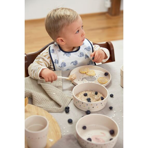 LÄSSIG Kindergeschirr Set (Teller, Becher, Schälchen, Löffel) ohne , BPA-frei, für Spülmaschine und Mikrowelle/Dish Set Little Water Whale