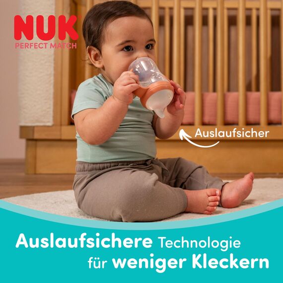 NUK Perfect Match Lernflaschensauger | Ab 6 Monaten | Auslaufsichere Trinklernaufsätze | Silikon | 2 Stück