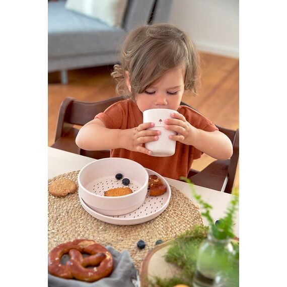 LÄSSIG Kindergeschirr Set (Teller, Becher, Schälchen, Löffel), BPA-frei, für Spülmaschine und Mikrowelle/Dish Set Little Forest Rabbit