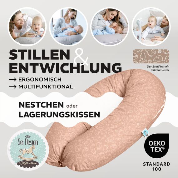 sei Design XXL Stillkissen 190x35 ergonomisch. Schwangerschaftskissen Seitenschläferkissen Komfortkissen Erwachsene. Abnehmbarer Stillkissen-Bezug aus Baumwolle. Pregnancy Pillow Baby