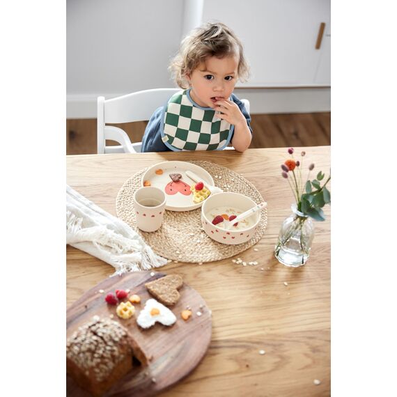 LÄSSIG Kindergeschirr Set (Teller, Becher, Schälchen, Löffel) BPA-frei, für Spülmaschine und Mikrowelle/Dish Set Happy Rascals Smile sky blue