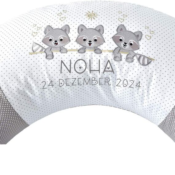 sei Design Stillkissenbezug XXL 190x35 cm - personalisiert mit Namen und Geburtsdatum personalisierte Geschenke Baby Junge Mädchen für Stillkissen Lagerungskissen Schwangerschaftskissen