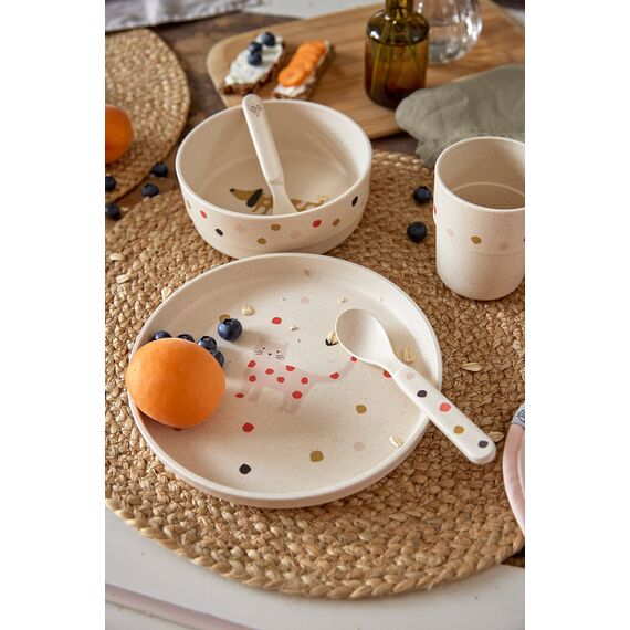LÄSSIG Kindergeschirr Set (Teller, Becher, Schälchen, Löffel) ohne , BPA-frei, für Spülmaschine und Mikrowelle/ Dish Set Little Mateys spicy orange