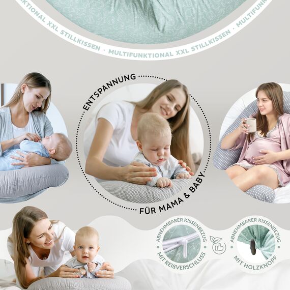sei Design XXL Stillkissen 190x35 ergonomisch. Schwangerschaftskissen Seitenschläferkissen Komfortkissen Erwachsene. Abnehmbarer Stillkissen-Bezug aus 100% Baumwolle. Pregnancy Pillow Baby