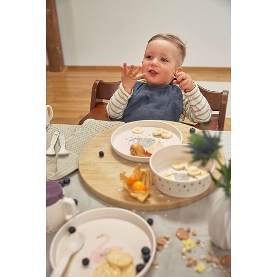 LÄSSIG Kindergeschirr Set (Teller, Becher, Schälchen, Löffel) ohne , BPA-frei, für Spülmaschine und Mikrowelle/Dish Set Little Water Swan