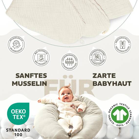 sei Design Stillkissenbezug 100% Baumwolle passend für Stillkissen XXL. Bezug für Schwangerschaftskissen. Seitenschläferkissen 190 x 35 cm. mit Reißverschluss. waschbar und Schadstoffgeprüft