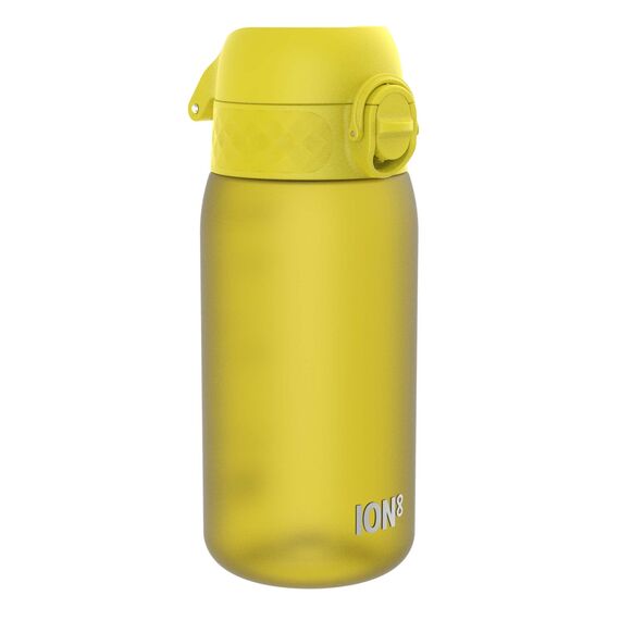 ION8 Kinder Trinkflasche, 350ml, Auslaufsicher, Einhandöffnung, Sichere Verriegelung, Spülmaschinenfest, BPA-frei, Tragegriff, Klappdeckel, Leicht zu Reinigen, Klimaneutral, Gelb