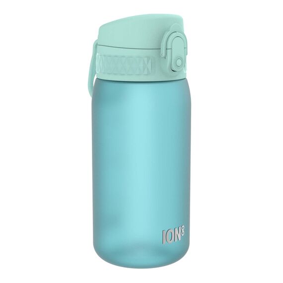 ion8 Kinder Trinkflasche, 350ml, Auslaufsicher, Einhandöffnung, Sichere Verriegelung, Spülmaschinenfest, BPA-frei, Tragegriff, Klappdeckel, Leicht zu Reinigen, Klimaneutral, Sonicblau