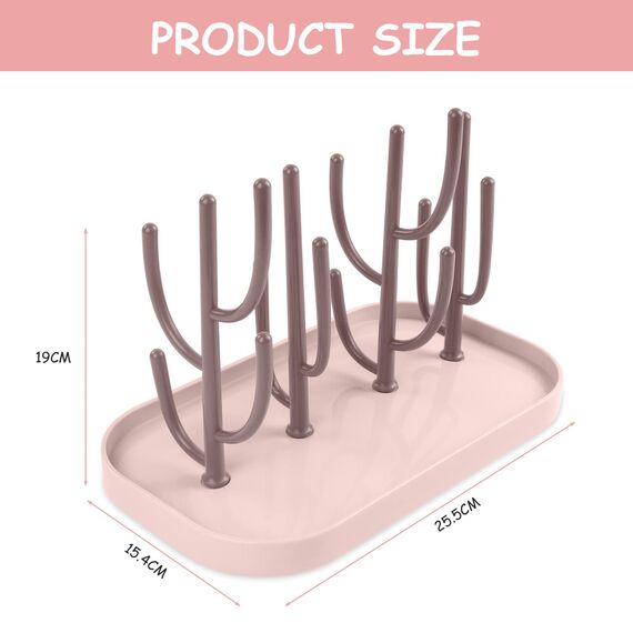 Vicloon Trockenständer Babyflaschen, Trockenständer für Babyflaschen mit Abtropfschale, BPA frei Babyflaschen Zubehör zum Trocknen von Babyflaschensaugern,Bechern und Zubehör(Rosa)