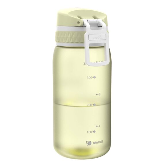 ion8 Kinder Trinkflasche, 350ml, Auslaufsicher, Einhandöffnung, Sichere Verriegelung, Spülmaschinenfest, BPA-frei, Tragegriff, Klappdeckel, Leicht zu Reinigen, Klimaneutral, Zitrone