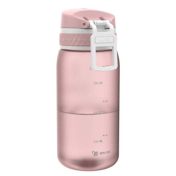 ion8 Kinder Trinkflasche, 350ml, Auslaufsicher, Einhandöffnung, Sichere Verriegelung, Spülmaschinenfest, BPA-frei, Tragegriff, Klappdeckel, Leicht zu Reinigen, Klimaneutral, Rosenblüte