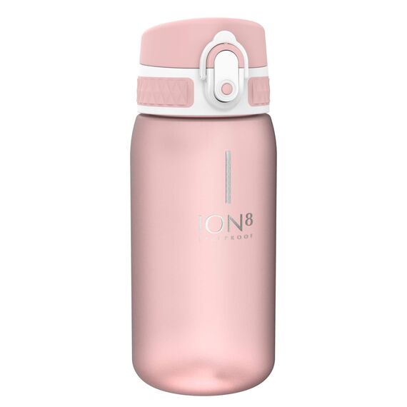 ion8 Kinder Trinkflasche, 350ml, Auslaufsicher, Einhandöffnung, Sichere Verriegelung, Spülmaschinenfest, BPA-frei, Tragegriff, Klappdeckel, Leicht zu Reinigen, Klimaneutral, Rosenblüte