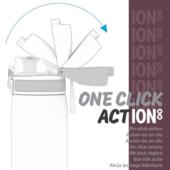 ion8 Kinder Trinkflasche, 350ml, Auslaufsicher, Einhandöffnung, Sichere Verriegelung, Spülmaschinenfest, BPA-frei, Tragegriff, Klappdeckel, Leicht zu Reinigen, Klimaneutral, Surfgrün