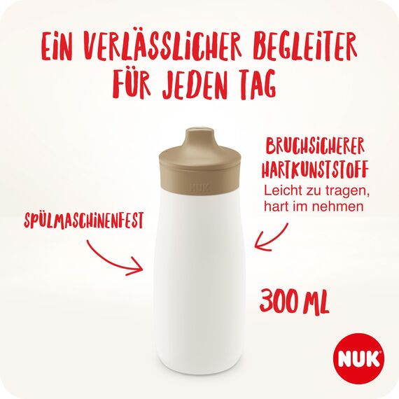 NUK Mini-Me Sip für Kleinkinder | ab 9 Monate | 300 ml | Kinderwasserflasche | auslaufsichere stabile Trinköffnung | bruchsicher | Minze/Biene