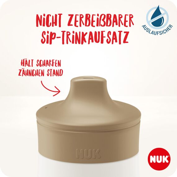NUK Mini-Me Sip für Kleinkinder | ab 9 Monate | 300 ml | Kinderwasserflasche | auslaufsichere stabile Trinköffnung | bruchsicher | Minze/Biene
