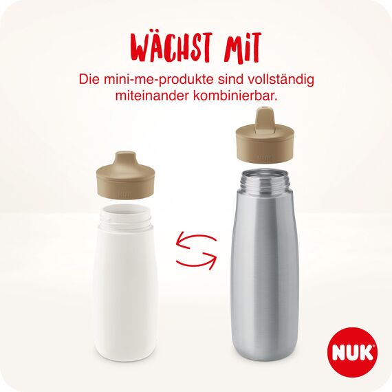 NUK Mini-Me Sip für Kleinkinder | ab 9 Monate | 300 ml | Kinderwasserflasche | auslaufsichere stabile Trinköffnung | bruchsicher | Minze/Biene