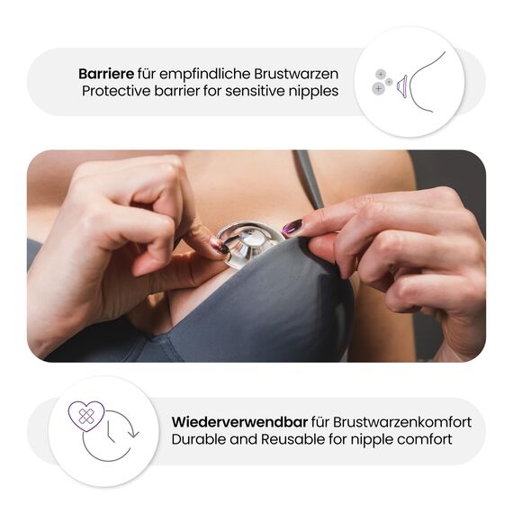 COVERbasics Silberhütchen Stillen (SilverCups) Stillhütchen aus Silber zum Schutz empfindlicher Brustwarzen, Medizinprodukt dermatologisch getestet (XL)