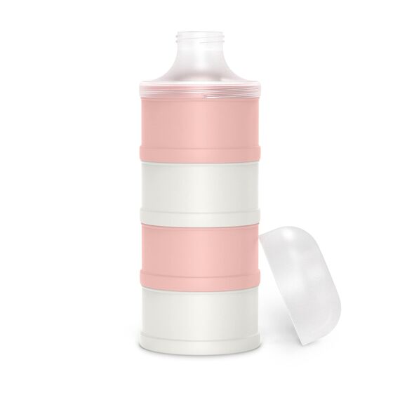 Suavinex, Milchpulver Portionierer Baby, Milchpulver- und Getreidespender, mit 4 Fächern, Schraubverschluss und Spenderteil. Spülmaschinenfest. Rosa