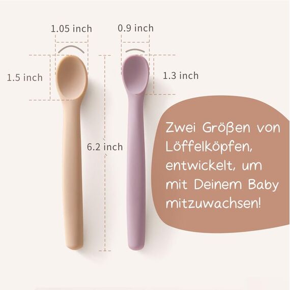 Moonkie Silikon-Baby-Löffel 4er-Set, Löffel mit weicher Spitze für die erste Phase der Säuglingsernährung, biegsame, kausichere Baby-Trainingslöffel, ideal für die Selbstfütterung und Led Weaning