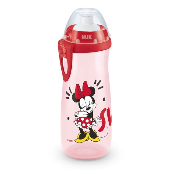 NUK Sports Cup Kinder Trinkflasche | 24+ Monate | auslaufsichere Push-Pull-Tülle | Clip und Schutzkappe | 450 ml | Disney Minnie Maus
