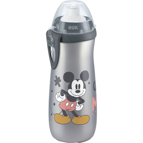 NUK Sports Cup Kinder Trinkflasche | 24+ Monate | auslaufsichere Push-Pull-Tülle | Clip und Schutzkappe | BPA-frei | 450 ml | Disney Minnie Maus (grau)