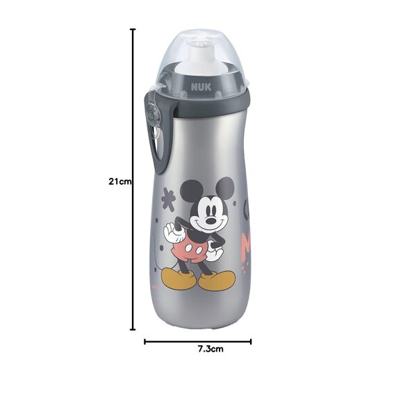 NUK Sports Cup Kinder Trinkflasche | 24+ Monate | auslaufsichere Push-Pull-Tülle | Clip und Schutzkappe | BPA-frei | 450 ml | Disney Minnie Maus (grau)