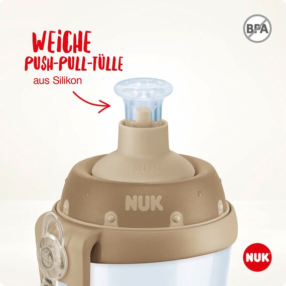 NUK Sports Cup Kinder Trinkflasche mit Chamäleon-Effekt | 24+ Monate | mit Farbwechsel | auslaufsichere Push-Pull-Trinktülle | Clip & Schutzkappe | BPA-frei | 450 ml | Pfau (lila)