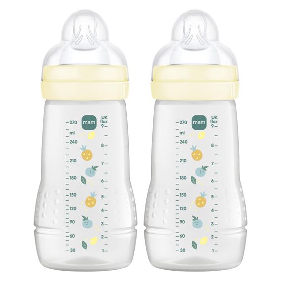 MAM Easy Active Babyflasche | 0+ Monate | Stillfreundliche Milchflasche für Neugeborene | 94% Akzeptanz | Trinkflasche für Babys mit Sauger Gr. 1 | 270 ml | Früchte