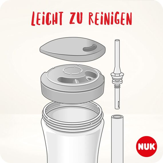 NUK Action Cup Trinkbecher Kinder | 12+ Monate | 230 ml | Drehdeckel mit weichem Strohhalm | auslaufsicher | BPA-frei | gelbe Katze