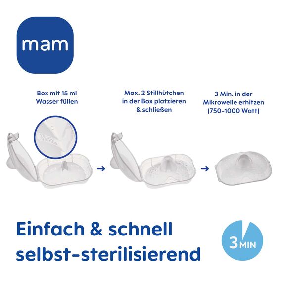 MAM Stillhütchen Größe S (ø 17 mm) im 2er-Set, Brusthütchen zum Schutz beim Stillen, Brustwarzenschutz für maximalen Hautkontakt zwischen Mutter und Kind