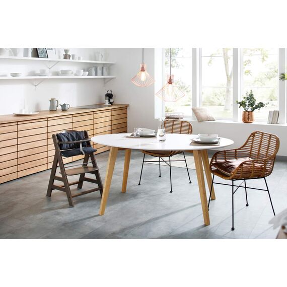 hauck Sitzkissen Kompatibel mit Alpha+, Beta+ und Arketa Holzhochstuhl Highchair Pad Deluxe, Einfache Befestigung mit Klettverschluss, Maschinenwaschbar (Melange Charcoal)