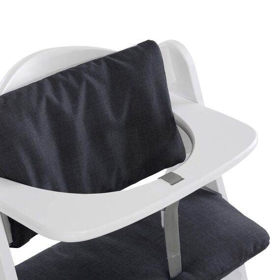 hauck Sitzkissen Kompatibel mit Alpha+, Beta+ und Arketa Holzhochstuhl Highchair Pad Deluxe, Einfache Befestigung mit Klettverschluss, Maschinenwaschbar (Melange Charcoal)