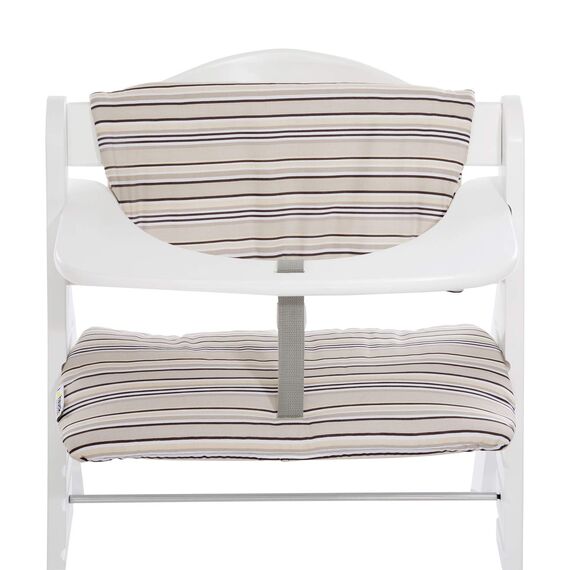 hauck Sitzkissen Kompatibel mit Alpha+, Beta+ und Arketa Holzhochstuhl Highchair Pad Deluxe, Einfache Befestigung mit Klettverschluss, Maschinenwaschbar (Multicolor Beige)
