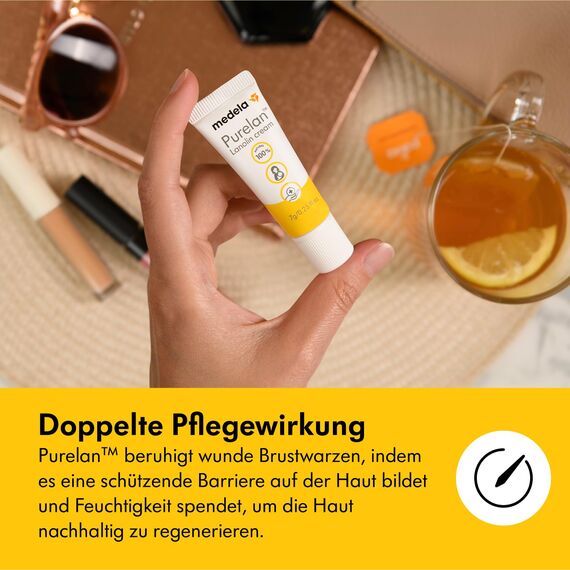 Medela Purelan Lanolin Brustwarzensalbe 7 g – Schnelle Linderung bei beanspruchten Brustwarzen und trockener Haut
