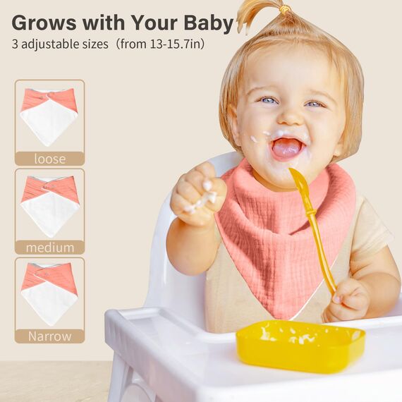 NISXABEBE 6 Stück Lätzchen Baby Musselin Viereckige Halstuch Babies Verstellbare Lätzchen für Junge und Mädche