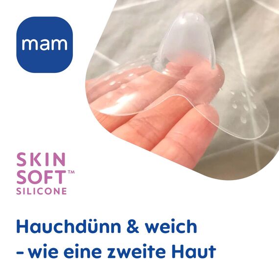 MAM Stillhütchen Größe L (ø 23 mm) im 2er-Set, Brusthütchen zum Schutz beim Stillen, Brustwarzenschutz für maximalen Hautkontakt zwischen Mutter und Kind